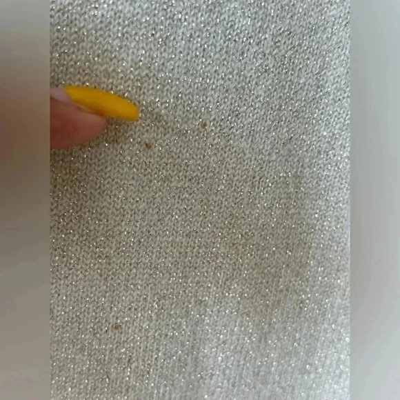 TUCKERNUCK Ivory Gold Shimmer Edie Ruffle Sweater Wool Cashmere Size XS - Picture 6 of 11